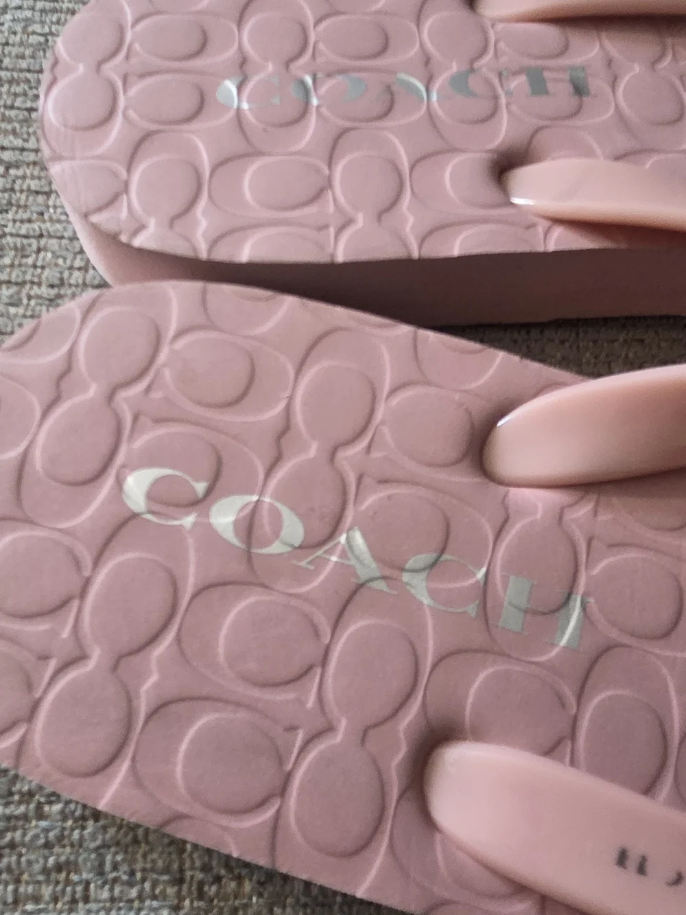 Coach Pale Pink Jelly Flip Flops with Signature Pattern